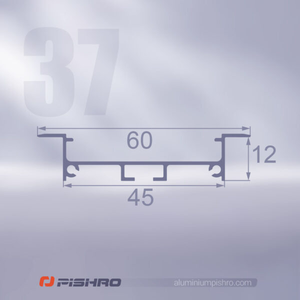 ابعاد لاین نوری و پروفیل لاین نوری توکار کد 37