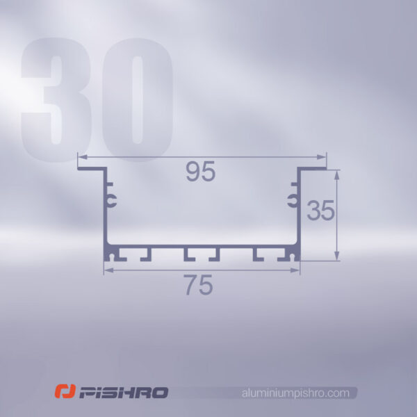 ابعاد لاین نوری و پروفیل لاین نوری کد 30