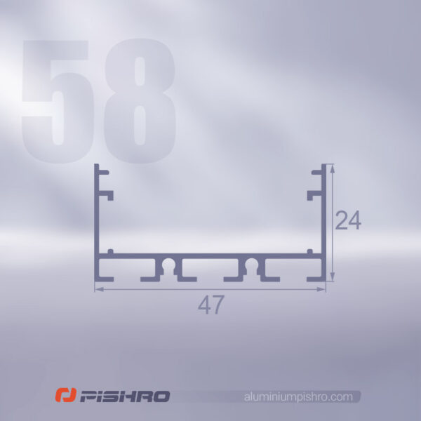ابعاد لاین نوری و پروفیل لاین نوری روکار کد 58