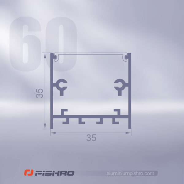 بعاد لاین نوری و پروفیل لاین نوری روکار کد 60