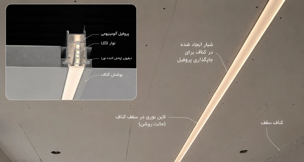 نحوه اجرای لاین نوری کناف