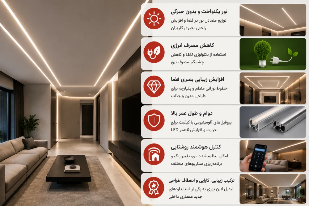 لاین نوری در سقف گچی