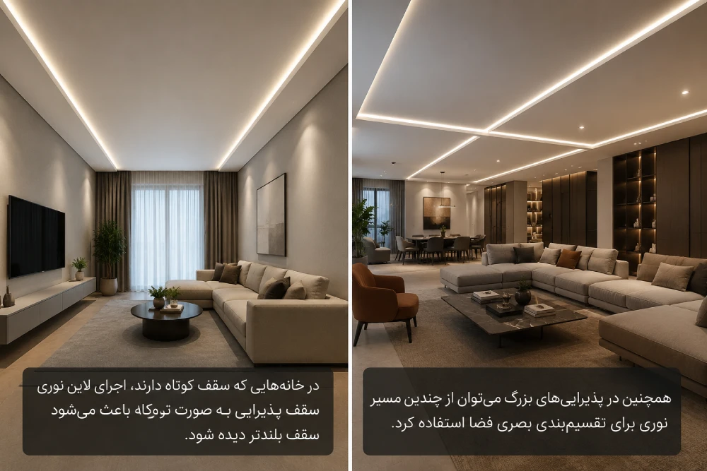 لاین نوری سقف پذیرایی